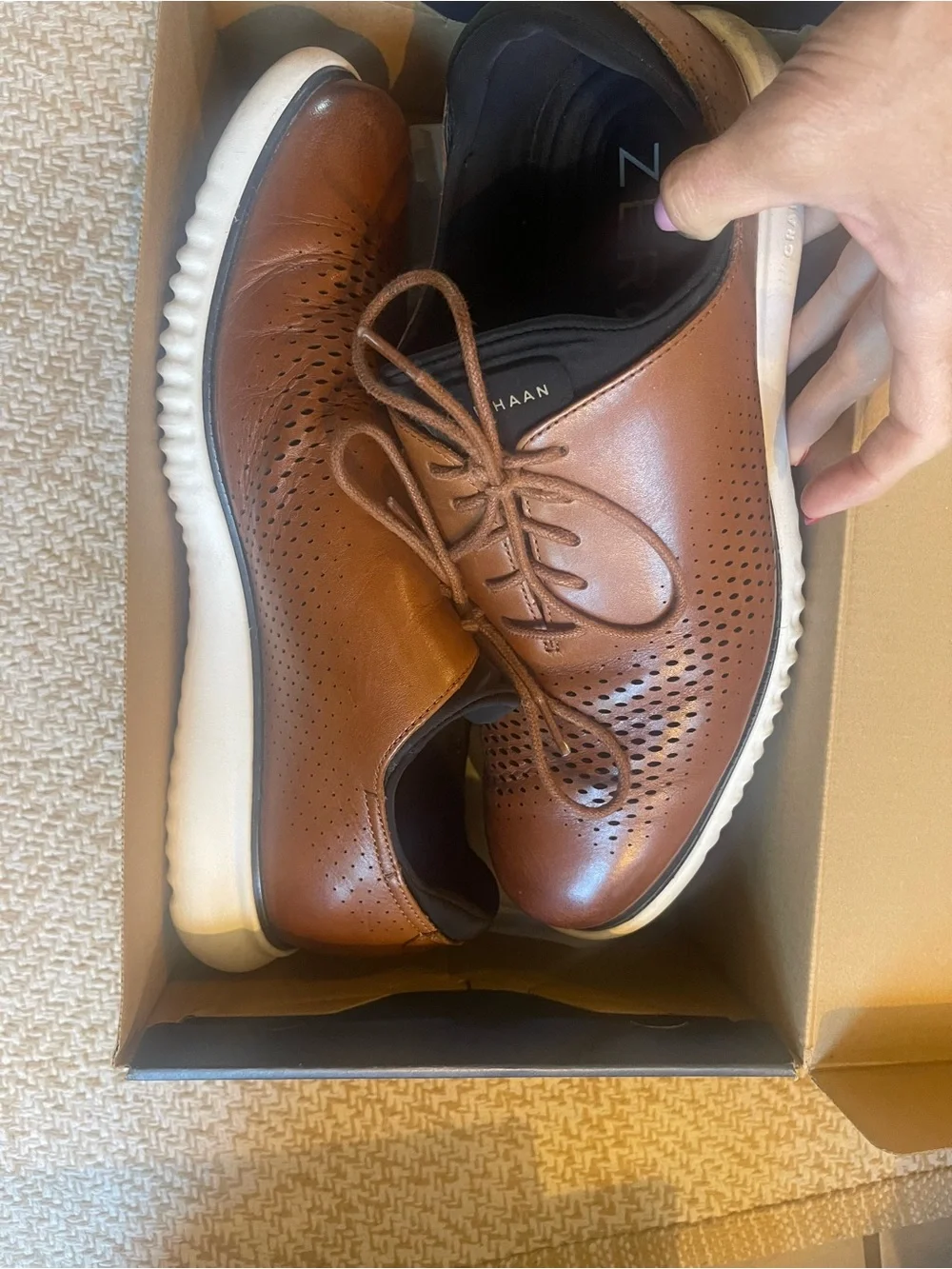Cole Haan Men's Brown Perforated Leather Sneaker